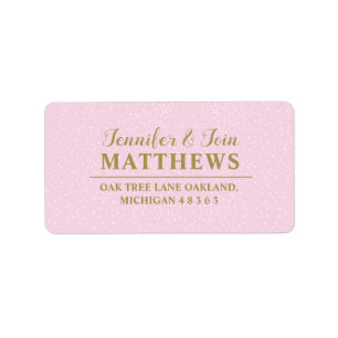 Pink Gold Glitter Sparkle monogram wedding Label