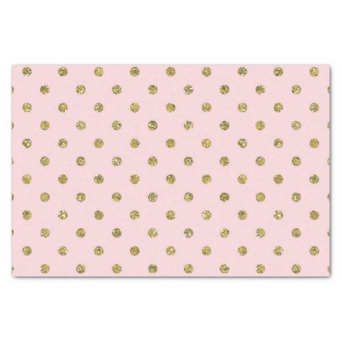 Pink  Gold Glitter Sparkle Polka Dots Chic Party Tissue Paper