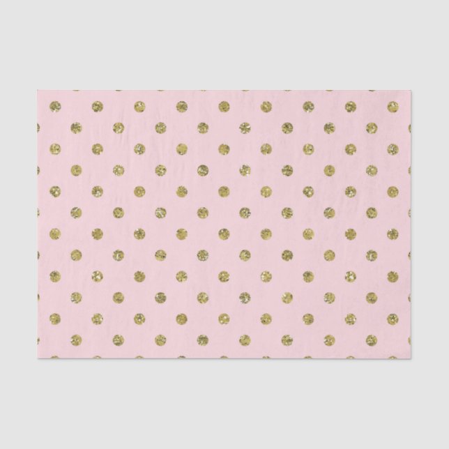 Pink & Gold Glitter Sparkle Polka Dots Chic Party Tissue Paper (Front)