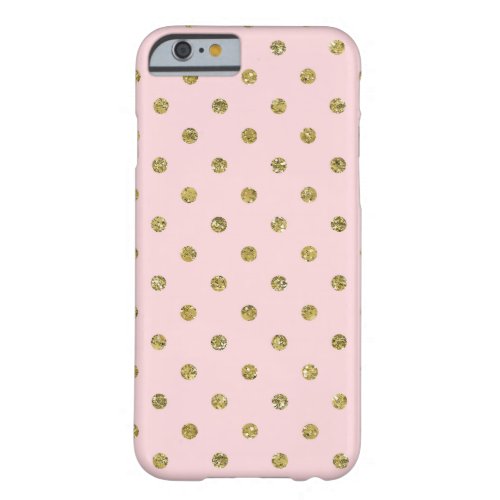 Pink  Gold Glitter Sparkle Polka Dots Minimal Barely There iPhone 6 Case