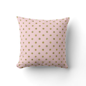 Pink & Gold Glitter Sparkle Polka Dots Minimal Throw Pillow
