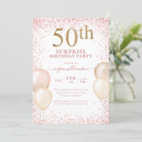 Pink Gold Glitter Surprise 50th Birthday