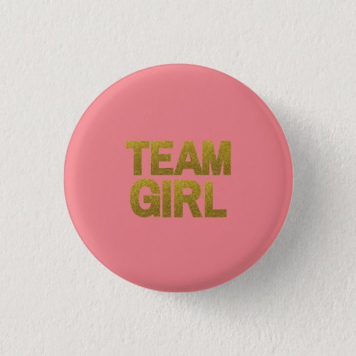 Pink Gold Glitter Team Girl Baby Shower Button