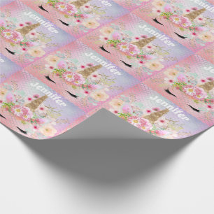 Pink Gold Glitter Unicorn Face Girl Birthday Party Wrapping Paper