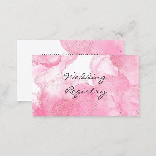 Pink Gold Glitter Wedding Registry Enclosure Card