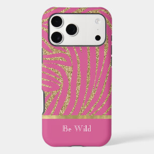 Pink Gold Glitter Zebra iPhone 17 Pro Max Case