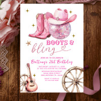Pink Gold Glittter Boots and Bling 21st Birthday