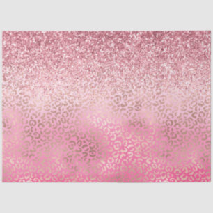 Pink Gold Glitzy Glitter Ombre Leopard Print Tissue Paper