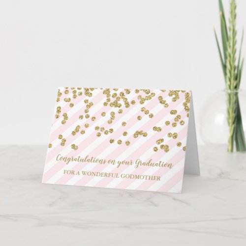 Pink Gold Godmother Congratulations Graduation Card