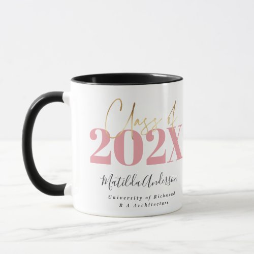 pink gold graduation elegant script modern  mug