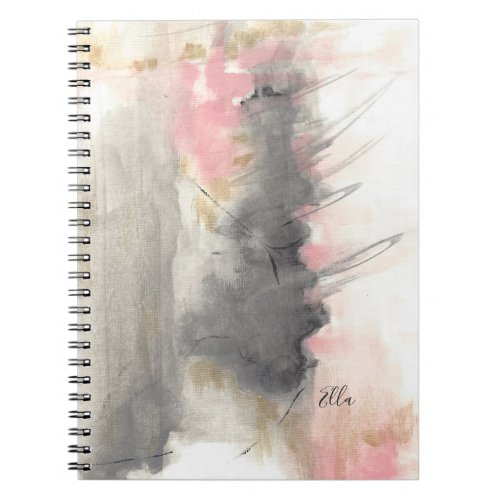 Pink Gold Gray Abstract Modern Painted Art Notebook