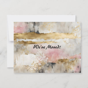 Pink Gold Gray Wabi Sabi New Address Postcard