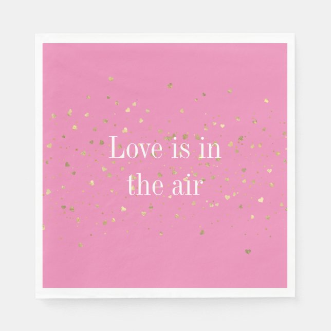 Pink Gold Hearts Confetti Napkins (Front)