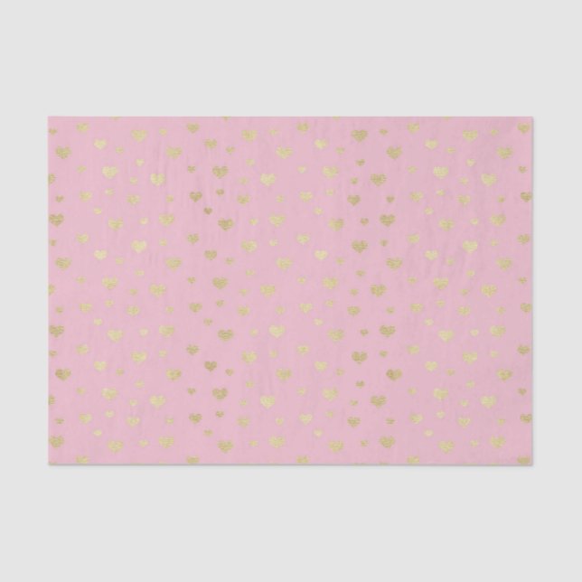 Pink Gold Hearts (Design 70 Pink Series) Tissue Paper (Front)