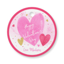 Pink Gold Hearts Happy Valentine's Day Favor Tags
