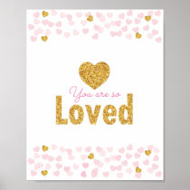Pink & Gold Hearts Nursery Poster