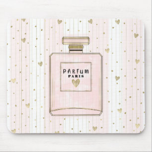 Pink & Gold Hearts Paris Parfum Chic Fashion Mouse Pad