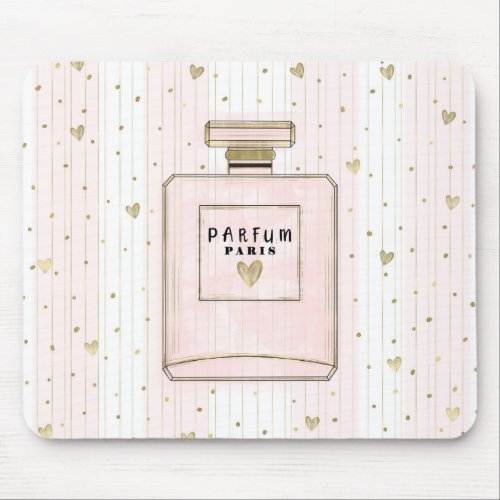 Pink  Gold Hearts Paris Parfum Chic Fashion Mouse Pad