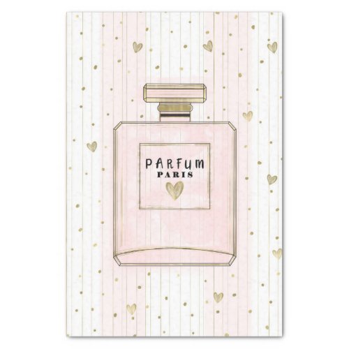 Pink  Gold Hearts Paris Parfum Chic Fashion Tissue Paper