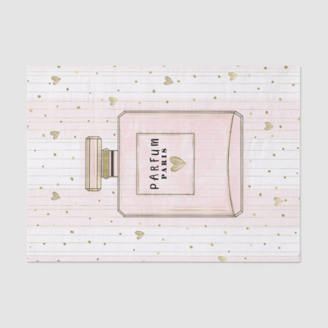 Pink & Gold Hearts Paris Parfum Chic Fashion Tissue Paper (Front)