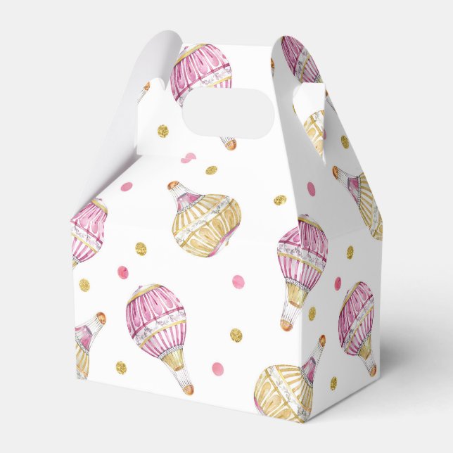 Pink+Gold Hot Air Balloon Favor Boxes (Front Side)
