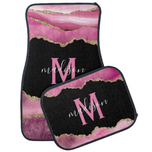 Pink Gold Initial Name Car Floor Mat