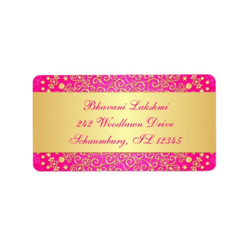 Pink Gold Intricate Scrolls Return Address Label