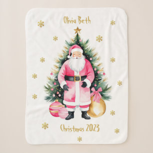 Pink & Gold Japandi Santa Sherpa Blanket