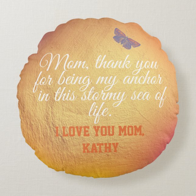 Pink Gold Keepsake Mom Elegant Modern Mothers Day Round Pillow (Front)