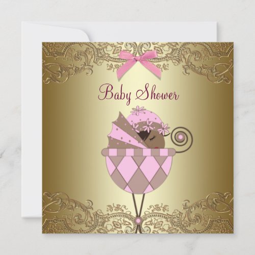 Pink Gold Lace Baby Girl Shower Invites