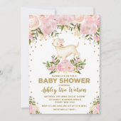 Pink Gold Lamb Baby Shower Blush Floral Invitation (Front)