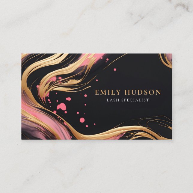Pink Gold Lash Specialist Beauty Business Card (Front)