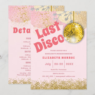 Pink Gold Last Disco Retro Glam Bachelorette Invitation