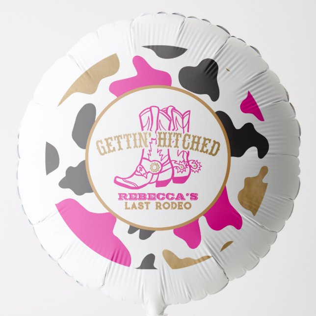 Pink Gold Last Rodeo Bachelorette Party Balloon (Front)