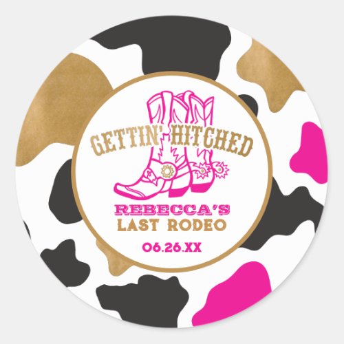 Pink Gold Last Rodeo Bachelorette Party Sticker