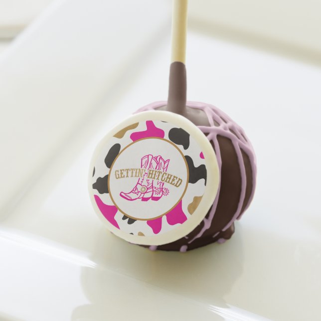 Pink Gold Last Rodeo Bridal Shower Cake Pops (Front Insitu)