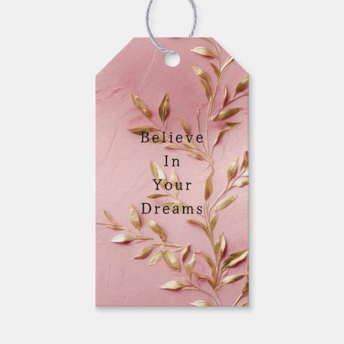 Pink Gold Leaves Gift Tags