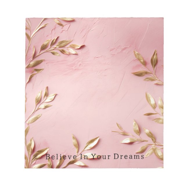 Pink Gold Leaves Notepad (Front)