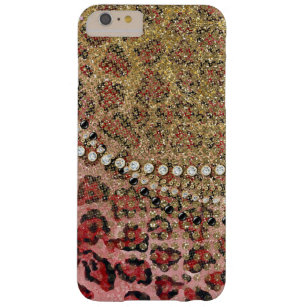 Pink Gold Leopard Animal Print Glitter Look Jewel Barely There iPhone 6 Plus Case