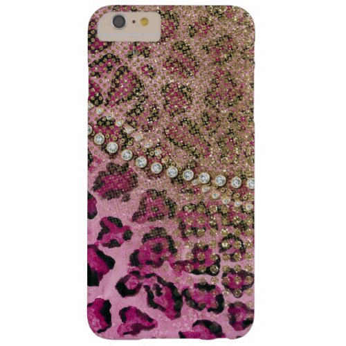 Pink Gold Leopard Animal Print Glitter Look Jewel Barely There iPhone 6 Plus Case