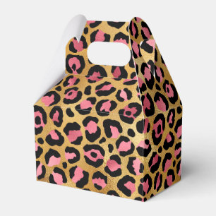 Pink & Gold Leopard Animal Print, Leopard Gift Favor Boxes