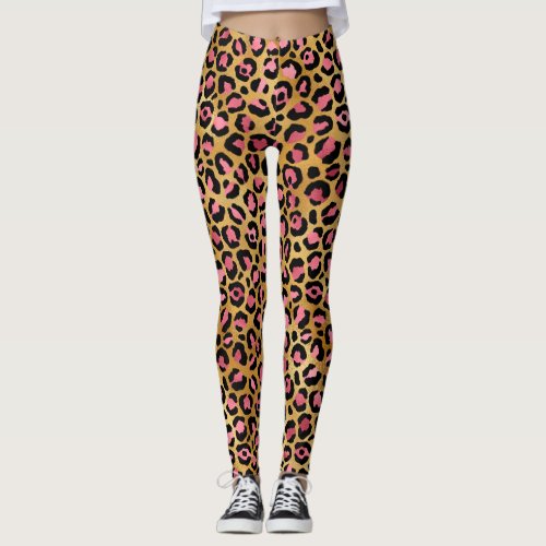 Pink  Gold Leopard Animal Print Leopard Gift Leggings