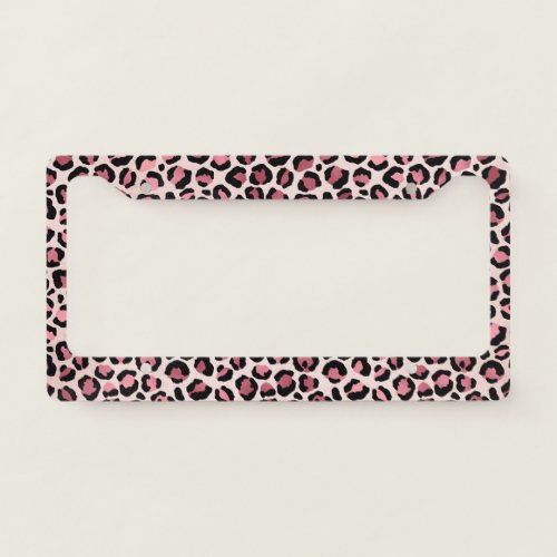 Pink  Gold Leopard Animal Print Leopard Gift License Plate Frame
