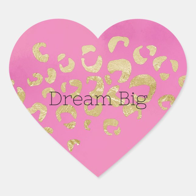 Pink Gold Leopard Heart Sticker (Front)