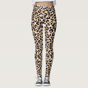 Pink Gold Leopard Pattern Leggings