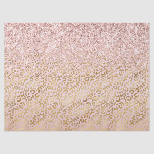 Pink Gold Leopard Print Blush Glitter     Tissue Paper (Front)