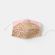 Pink Gold Leopard Print personalizable with your personal name COVID-19 Face Mask