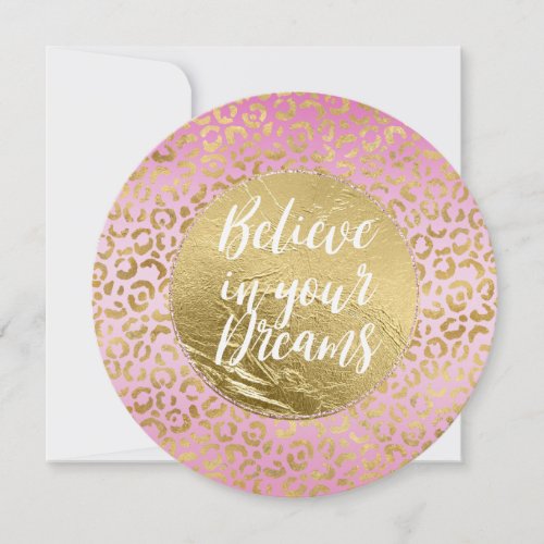 Pink Gold Leopard Print Dream     Card