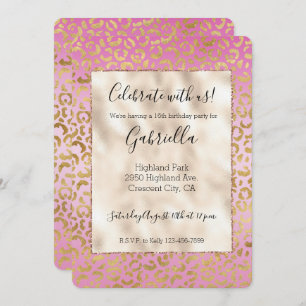 Pink Gold Leopard Print Invitation