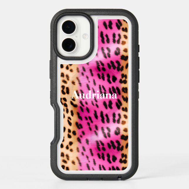 Pink Gold Leopard Print Otterbox iPhone Case (Back)